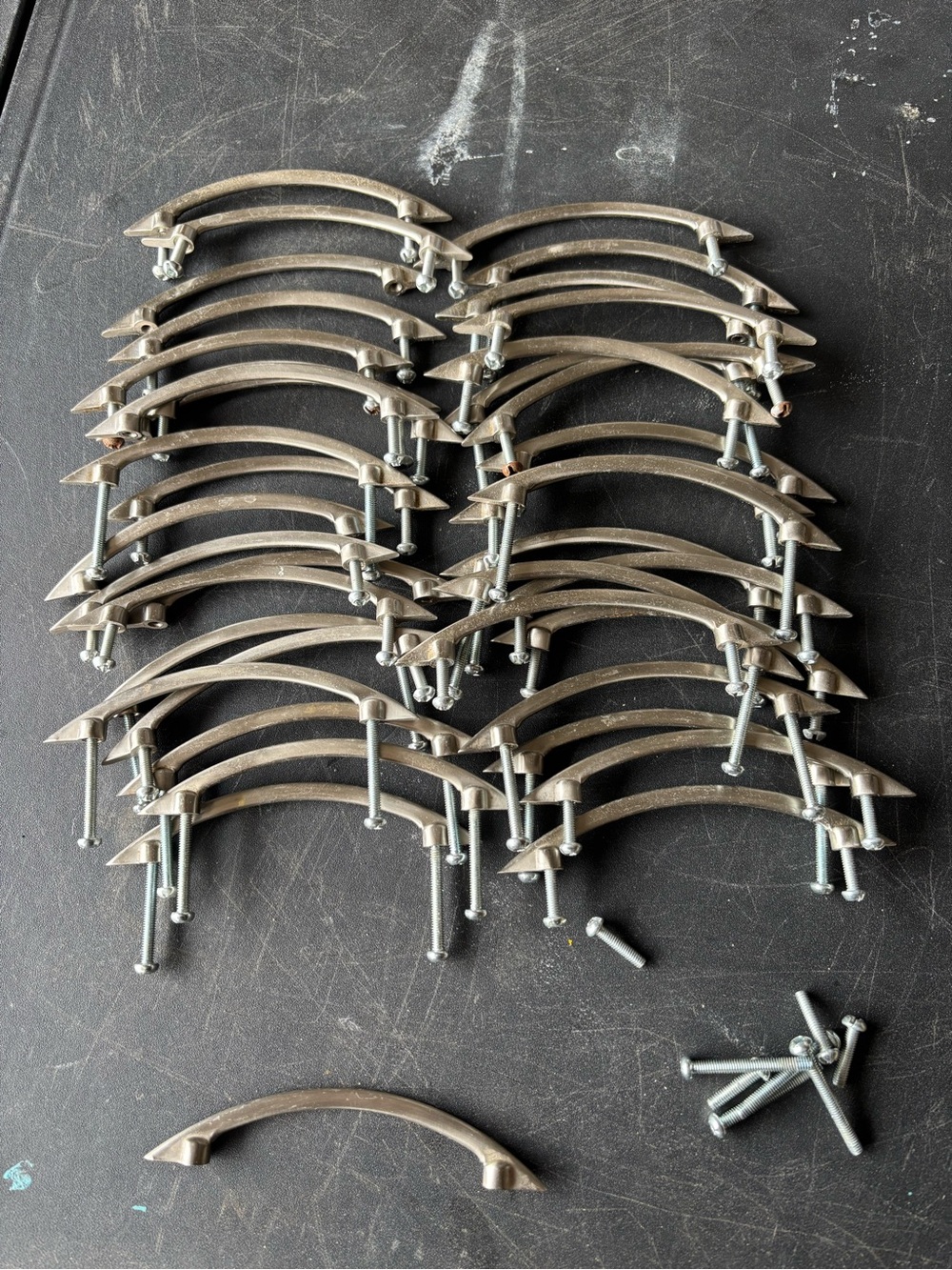 40pc pre-owned silver/nickel cabinet hardware pulls